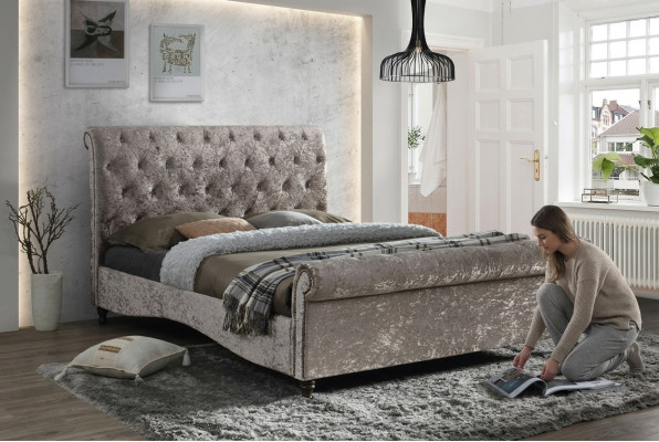 Luksusowe Chesterfield Przyciski łóżek Sypialnia Design Meble Łóżko Double Hotel Nowość