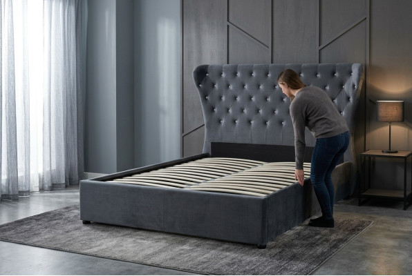 Chesterfield Łóżko Design Sypialnia Angielskie łóżko Włókienniczy Podkładka