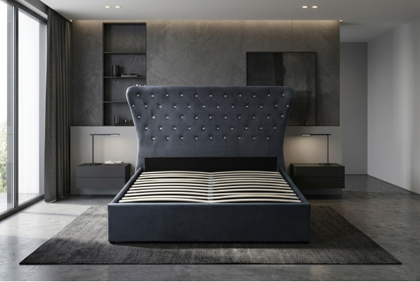 Chesterfield Łóżko Design Sypialnia Angielskie łóżko Włókienniczy Podkładka