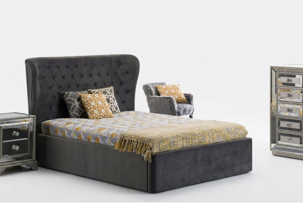 Łóżko Chesterfield Design 180x200cm Szary Sypialnia łóżko Hotel Podkładka Luxury