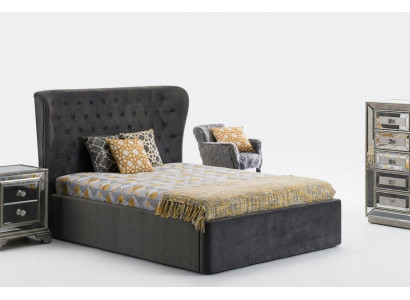 Łóżko Chesterfield Design 180x200cm Szary Sypialnia łóżko Hotel Podkładka Luxury