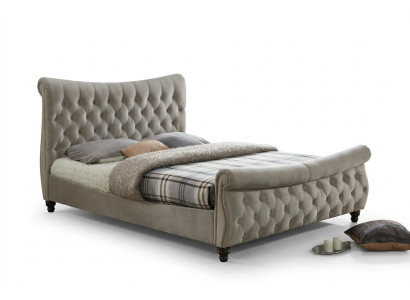 Chesterfield Włókienniczy Podkładka Łóżko Designerskie łóżka Beige Hotel Double Sypialnia