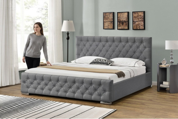 Chesterfield Łóżko Design Sypialnia Łóżko angielskie 200x200cm Włókienniczy Podkładka