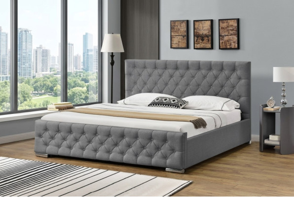 Chesterfield Łóżko Design Sypialnia Łóżko angielskie 200x200cm Włókienniczy Podkładka