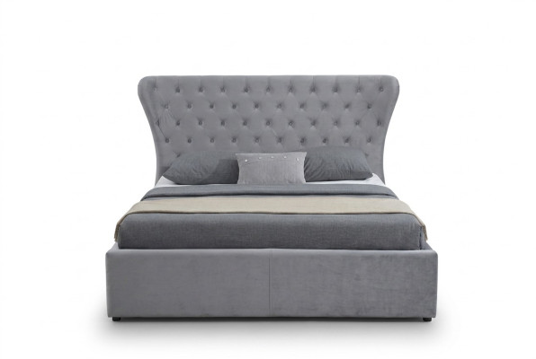 Szare Chesterfield Podwójne łóżko Luksusowe łóżko Designer Sypialnia Łóżko