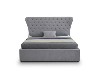 Szare Chesterfield Podwójne łóżko Luksusowe łóżko Designer Sypialnia Łóżko