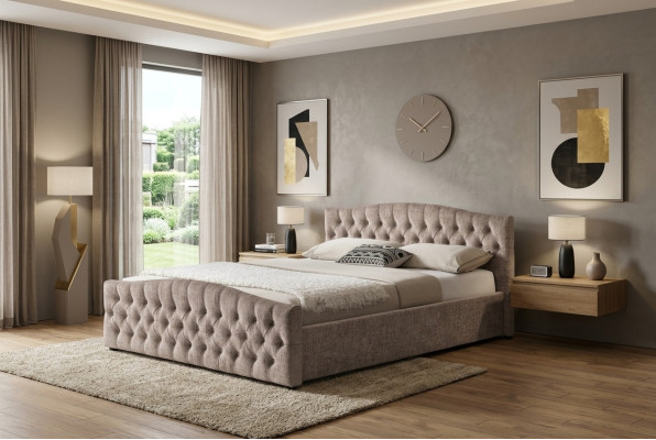 Designerskie łóżko tapicerowane Łóżko Włókiennicze Skóra Podkładka łóżko 180x200cm Sypialnia