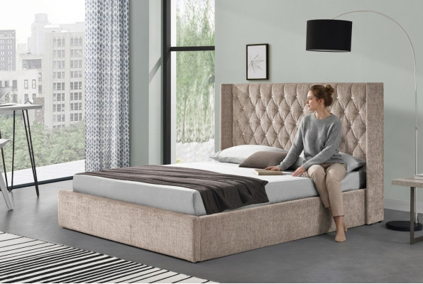 Chesterfield Łóżko Design Sypialnia Łóżko angielskie 180x200cm Włókienniczy
