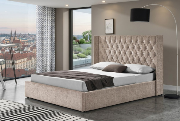 Chesterfield Łóżko Design Sypialnia Łóżko angielskie 180x200cm Włókienniczy