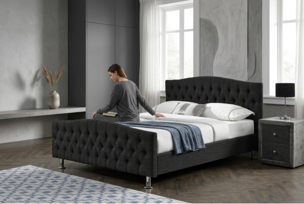 Czarne łóżko Chesterfield Design Sypialnia Łóżko angielskie