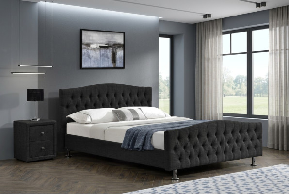Czarne łóżko Chesterfield Design Sypialnia Łóżko angielskie