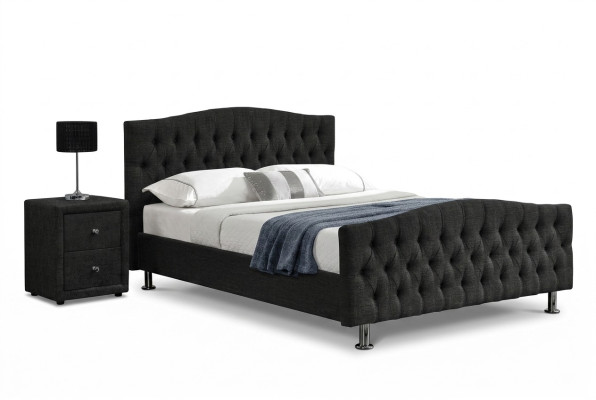Czarne łóżko Chesterfield Design Sypialnia Łóżko angielskie