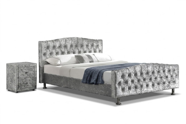 Podkładka Chesterfield szara luksusowa Podwójne łóżko Sypialnia designerskie łóżko