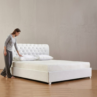Designerskie Chesterfield Łóżko Sypialnia sztuczna skóra Podkładka 140/160/180/200 cm