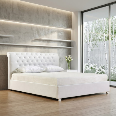 Designerskie Chesterfield Łóżko Sypialnia sztuczna skóra Podkładka 140/160/180/200 cm