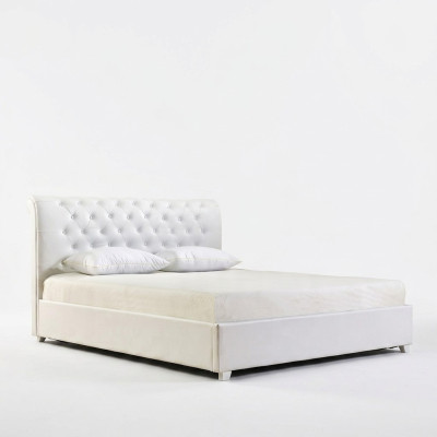 Designerskie Chesterfield Łóżko Sypialnia sztuczna skóra Podkładka 140/160/180/200 cm