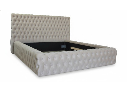 Eleganckie łóżko Chesterfield Design English Podwójne łóżko w kolorze Beżowym - łóżko w ponadczasowym stylu