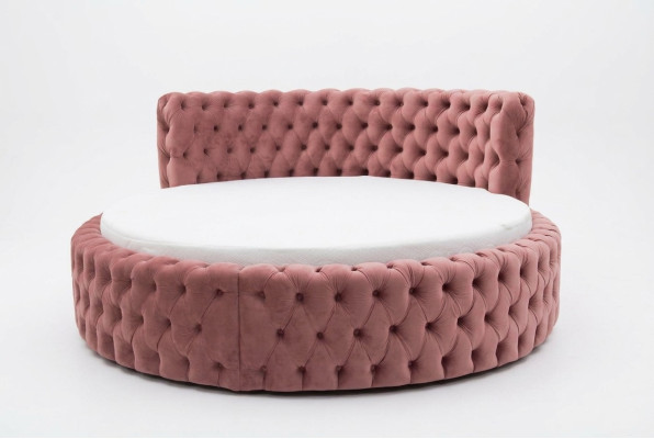 Okrągły Aksamit Łóżko Chesterfield Luxury Podkładka Okrągłe łóżka Włókiennicze Materiał Hotel Nowość