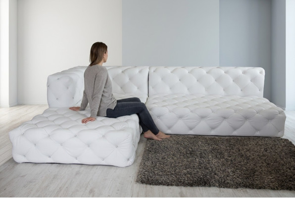 Design Narożnikowa kanapa Kanapa Skóra Podkładka Sofa Zestaw narożny Kryształy Narożnikowa kanapa Nowość
