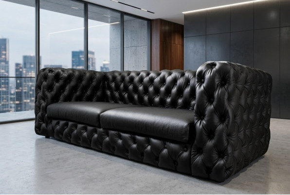 Black Chesterfield 3 miejsce do siedzenia Sofa Designer Luxury Ustaw