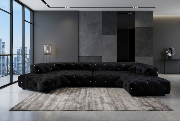 Klasyczna designerska kanapa Chesterfield Aksamit dla Kryształowych kamienie Żywy krajobraz