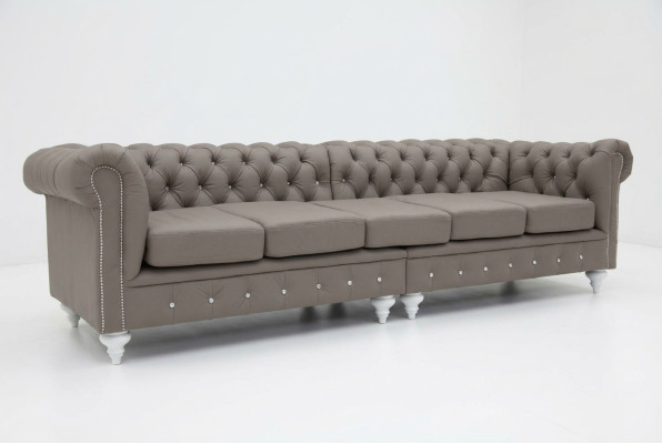 Chesterfield Sofa Couch Podkładka Materiał Skóra Couchen Podkładka Ustawić 5 miejsc