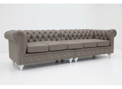 Chesterfield Sofa Couch Podkładka Materiał Skóra Couchen Podkładka Ustawić 5 miejsc