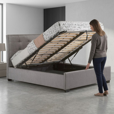 Designerskie Chesterfield Taupes Luksusowe Podwójne łóżko Podkładka z ramą