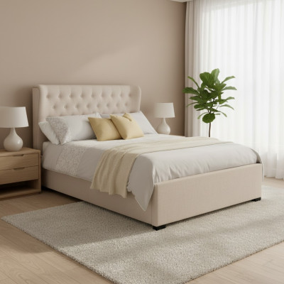 Chesterfield Design Podkładka English Łóżko Podwójne łóżko Beige bed 160/180x200