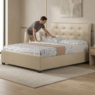 Chesterfield Design Podkładka Angielska Łóżko Szare łóżko 160/180x200 cm Podwójne łóżko