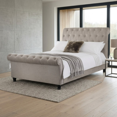Chesterfield Design Podkładka English Łóżko Szare 160/180x200 Podwójne łóżko
