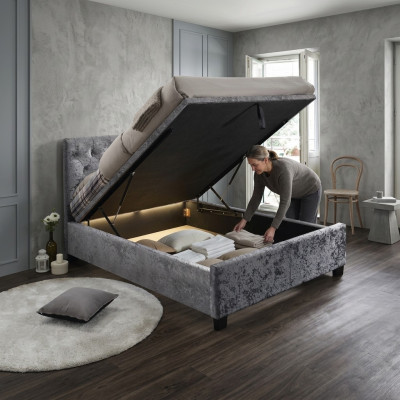 Designerskie Chesterfield Łóżko Sypialnia Włókienniczy Skóra Podkładka 140/160/180/200 cm