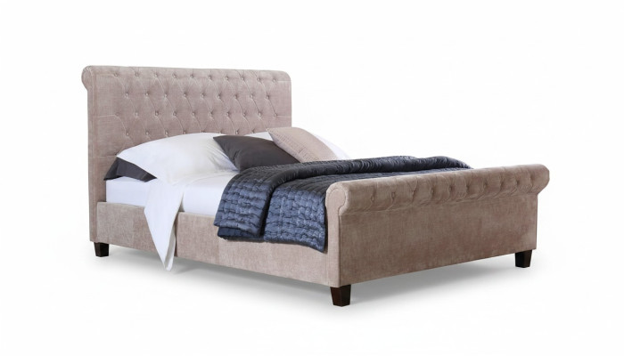 Chesterfield Design Aksamit Łóżko Luxury Włókienniczy łóżko Sypialnia Podwójne 160x200cm