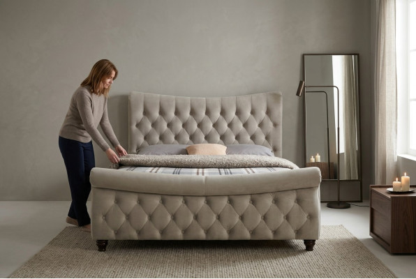 Black Chesterfield Hotel Podwójne łóżko Sypialnia Podkładka Luxury Meble