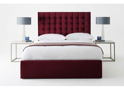 Czerwone Luksusowe Aksamit Włókienniczy Łóżko Double Design Chesterfield 160x200cm Nowość
