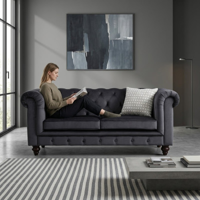 Sofa Luxury Włókienniczy Chesterfield Couch Sofy Podkładka 2 miejsce siedzące Dwumiejscowa