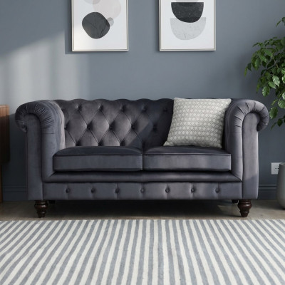 Sofa Luxury Włókienniczy Chesterfield Couch Sofy Podkładka 2 miejsce siedzące Dwumiejscowa