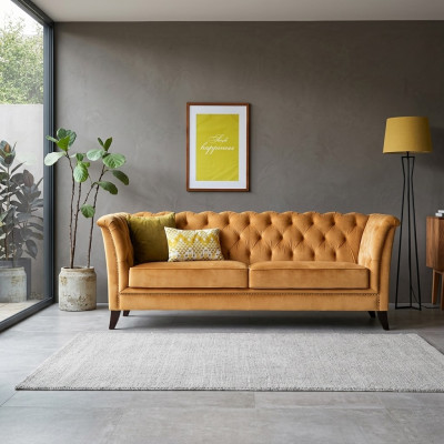 Orange Chesterfield 3-miejsce do siedzenia Nowoczesny Salon Luksusowa Sofa