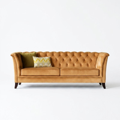Orange Chesterfield 3-miejsce do siedzenia Nowoczesny Salon Luksusowa Sofa