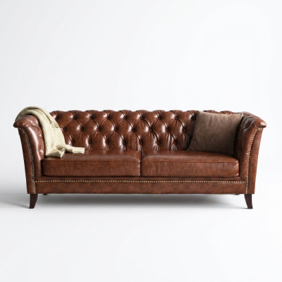 Chesterfield Sofa Skórzana Luksusowa Sofa Klasyk 2-osobowa Nowa