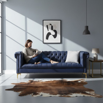 Meble w stylu angielskim Chesterfield Trzy miejsce do siedzenia Sofa Pink Turkis 3-osobowa niebieska sofa