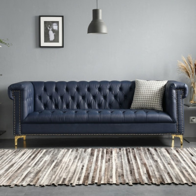 Meble w stylu angielskim Chesterfield Trzy miejsce do siedzenia Sofa Pink Turkis 3-osobowa niebieska sofa