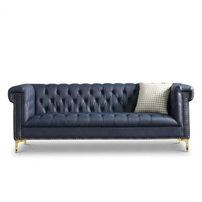Meble w stylu angielskim Chesterfield Trzy miejsce do siedzenia Sofa Pink Turkis 3-osobowa niebieska sofa