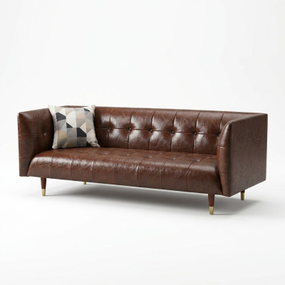 Luksusowa 3-miejsce do siedzenia Skóra Brown Chesterfield do salonu