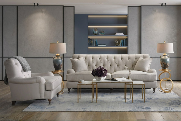 Chesterfield Luxury Sofa Couch Podkładka Siedziba Materiał Ustawić 3+1 miejsce siedzące Kanapy