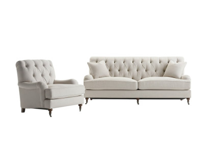 Chesterfield Luxury Sofa Couch Podkładka Siedziba Materiał Ustawić 3+1 miejsce siedzące Kanapy