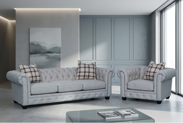 Chesterfield Zestaw sofowy Sofa Kanapa Podkładka 3+1 miejsce do siedzenia Skóra Kanapy Włókiennicze Nowość