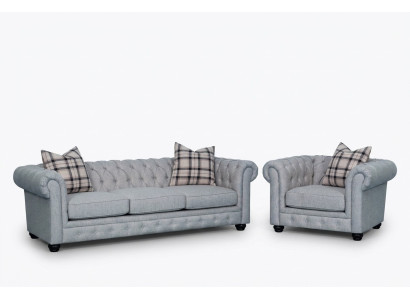 Chesterfield Zestaw sofowy Sofa Kanapa Podkładka 3+1 miejsce do siedzenia Skóra Kanapy Włókiennicze Nowość
