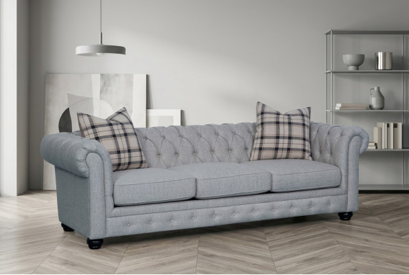 Chesterfield 3-osobowa Sofa Kanapa Tkaninowa Tapicerowana Komplet kanapowy 3-osobowy Nowa