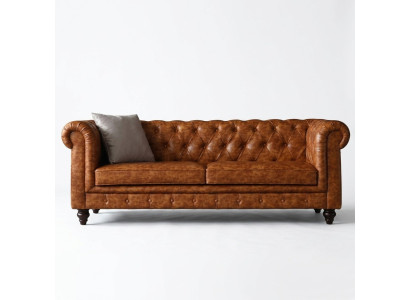 Chesterfield skórzana sofa w stylu luksusowym Klasyczna kanapa 3 osobowa Nowa